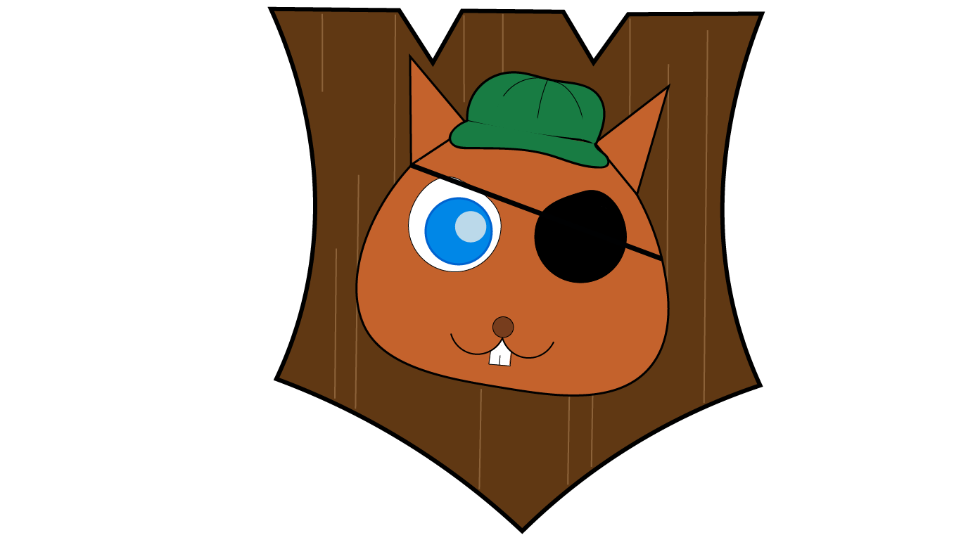 An illustration of an squirrel and shield